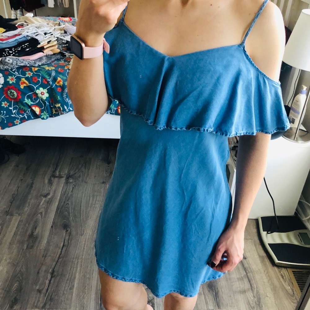 Denim dress Mini Bershka Blue XS